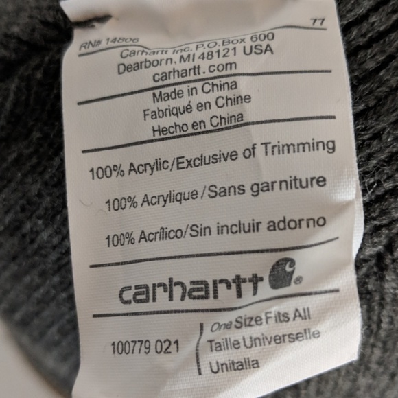 Carhartt Beanie Winter Cap Ear Flaps Hat Gray Knit - Picture 8 of 8